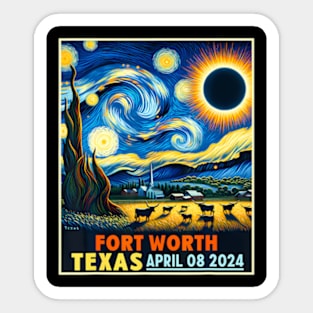 Fort Worth Texas Total Solar Eclipse 2024 Starry Night Sticker